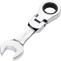 Silver Draper 17mm stubby flexible head ratchet spanner with open-end and ring head design.