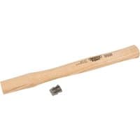 Hickory wood hammer shaft with metal wedge, 330mm, by Draper, featuring engraved branding.