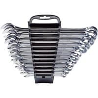 Draper Imperial spanner set, 12 silver wrenches in black plastic holder, open and box ends.