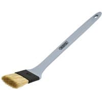 Long gray Draper synthetic paint brush with angled bristles and extended handle for hard-to-reach areas.