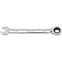 Silver Draper 9mm ratcheting combination spanner with open-end and ratchet ring on opposite ends.