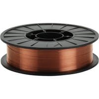 Copper-colored Draper MIG wire spool, 0.6mm thickness, 5kg, with black plastic reel.