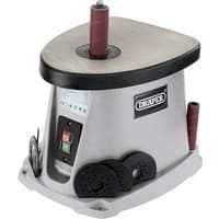 Gray Draper oscillating spindle sander, 450W, with red spindle, black base, and control panel on the front.