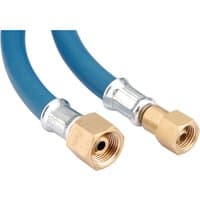 Blue Draper oxygen hose, 10m x 10mm, with brass fittings and silver connectors.
