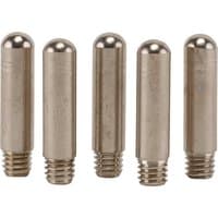 Draper Plasma Cutter Electrode Pack of 5, cylindrical silver rods with threaded ends and rounded tops.