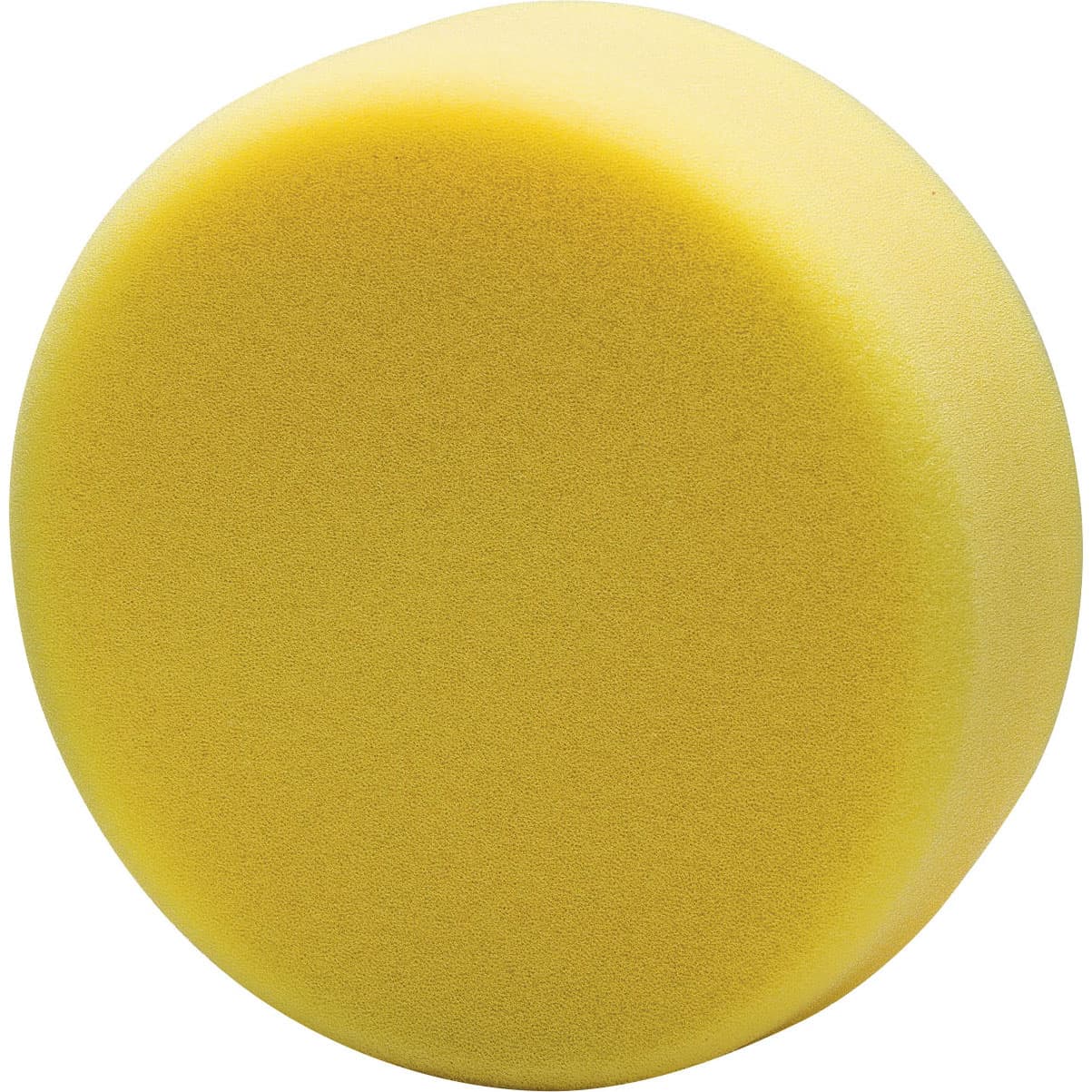 Round, yellow polishing sponge measuring 150mm in diameter, made of soft foam material, designed for effective surface polishing and finishing.