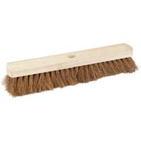 Draper Soft Coco Broom Head, 450mm with natural wood handle and dense brown bristles.