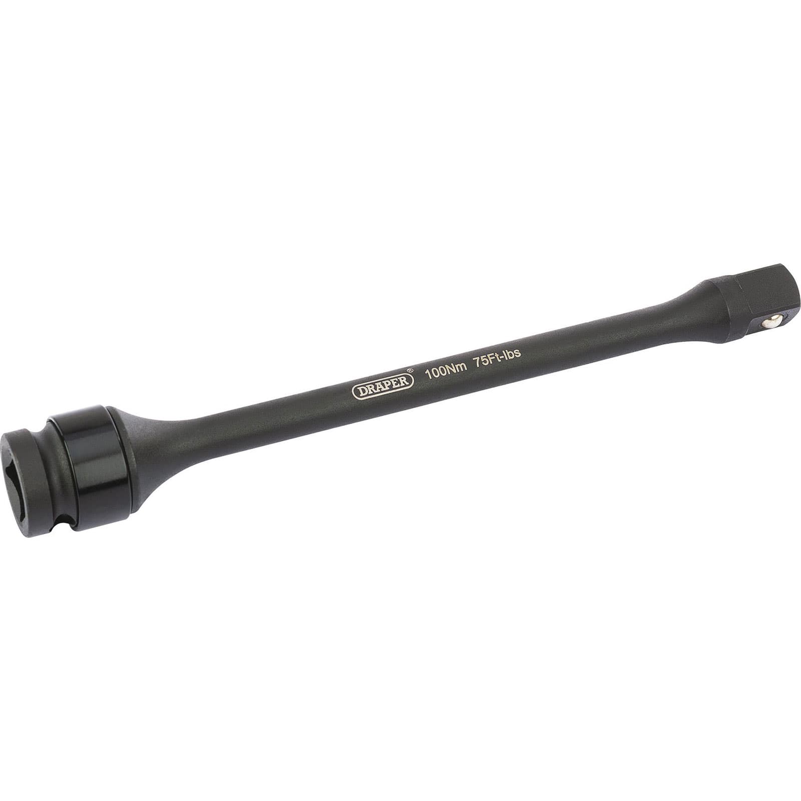 Draper 70447 Torque Stick, featuring a black finish, 1/2" square drive, and a torque rating of 100Nm, designed for precision in automotive applications.