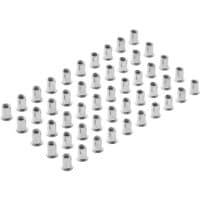 Zinc plated threaded insert rivet nuts, M10 x 1.5mm, pack of 50, cylindrical shape with knurled body.
