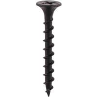 Black Timco drywall screw with collated coarse thread and flat head, designed for secure fastening in a handy tub.