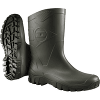 Green and black Dunlop Dee Short Boot, UK 6, with rugged sole and embossed logo on side.