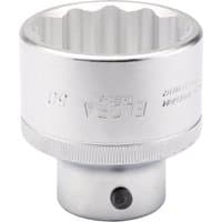 Silver Elora Bi-Hexagon Socket, 3/4" square drive, 50mm, with knurled grip and engraved logo.