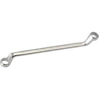 Elora Deep Crank Metric Ring Spanner, silver, 14 x 15mm, with angled ends and polished finish.