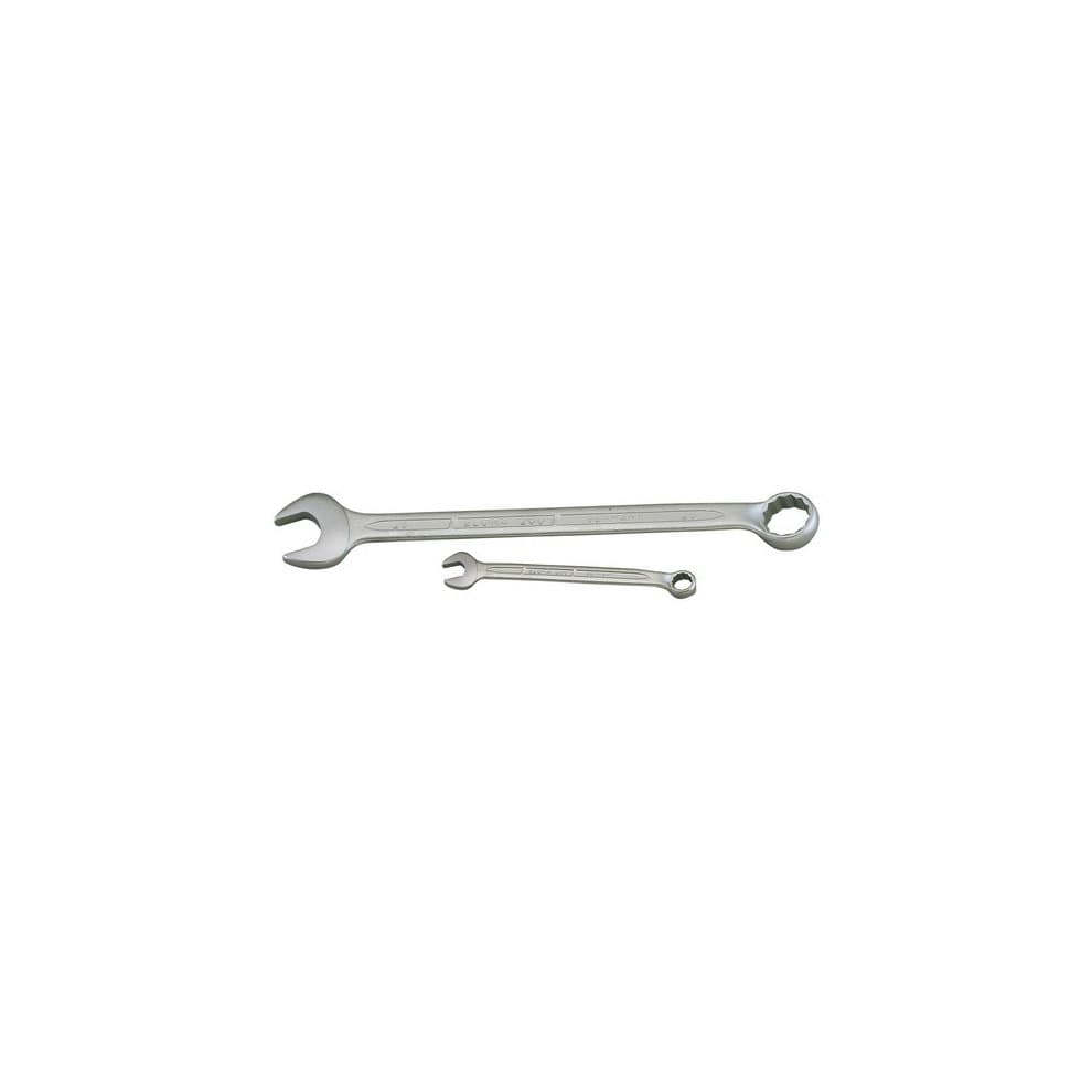 17mm long stainless steel combination spanner with a polished finish, featuring an open-end and a socket end, marked with the Elora brand name and model number.