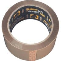 Brown Everbuild Packaging Tape roll with black inner label featuring yellow text and mammoth logo.