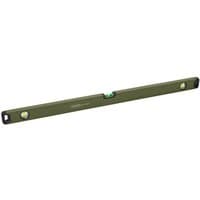 Green Draper Expert box spirit level, 900mm, with three bubble vials and black end caps.