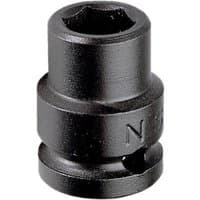 Black Facom 1/2" drive impact socket, 19mm size, cylindrical shape with engraved markings and a matte finish.