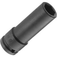 Facom 1/2" drive long-reach impact socket, 19mm, black matte finish, cylindrical with hexagonal opening.