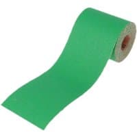 Green Faithfull sanding paper roll, 115mm x 5m, 120 grit, with aluminum oxide coating.