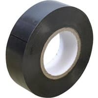 Black Faithfull PVC electrical tape roll, 19mm x 20m, with a smooth finish and white inner core.