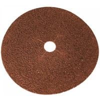Brown circular floor disc with a central hole, made of E-weight aluminium oxide, 178 x 22mm, 80 grit.