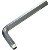 Faithfull 10mm square radiator spanner, L-shaped, silver metal with a square end for radiator valve adjustment.