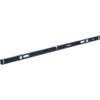 Black Faithfull 180cm heavy-duty spirit level with three bubble vials and silver end caps.