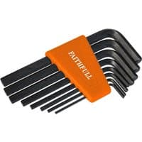 Black Faithfull 8 Piece Hexagon Allen Key Set with orange holder displaying brand name.