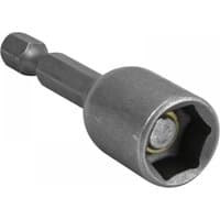 Faithfull magnetic hex nut driver, 1/4 inch hex, 10.0mm, silver metallic finish, cylindrical shape with hex socket.