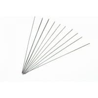 Pack of 12 Faithfull 130mm piercing saw blades, thin and silver, arranged in a fan shape, 32 TPI.