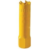 Yellow Faithfull bi-metal cobalt holesaw 16mm with serrated edge and hexagonal base.