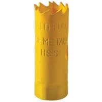 Yellow Faithfull Bi-Metal Cobalt Holesaw 22mm with jagged cutting edge and embossed text.