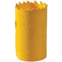 Yellow Faithfull Bi-Metal Cobalt Holesaw 38mm with jagged edge and embossed text.