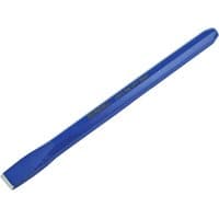 Blue Faithfull cold chisel with a flat, beveled edge and hexagonal shaft.