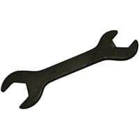 Black Faithfull compression fitting spanner with open-ended jaws on both sides, designed for metric fittings.