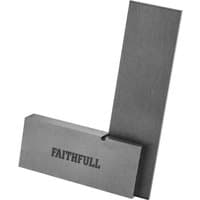 "Faithfull Engineers Square, silver metal with engraved logo, right-angle tool for precision measuring"