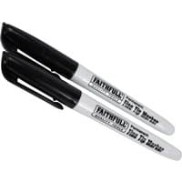 White Faithfull Fine Tip Permanent Marker Pen with black cap and clip, bold black branding on the barrel.