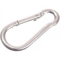 "Silver Faithfull fire brigade snap hook, 8mm, zinc plated, pack of 2, with spring-loaded gate"