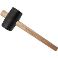 Faithfull FSC Black Rubber Mallet with a wooden handle and a large black rubber head.
