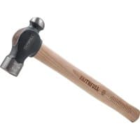 Faithfull FSC Hickory Ball Pein Hammer with wooden handle and dual-sided metal head, featuring a rounded pein.