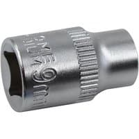 Silver Faithfull hex socket, 3/8-inch drive, 9mm size, with engraved size marking and knurled grip.