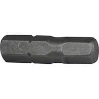 Hexagon S2 grade steel screwdriver bit, dark gray, with smooth cylindrical body and chamfered ends.