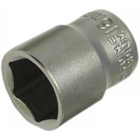 Silver Faithfull hexagon socket, 3/8-inch drive, 8mm size, with engraved size markings on the side.