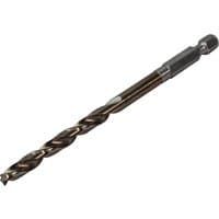 Faithfull HSSE M35 cobalt impact drill bit with spiral flutes and hex shank, metallic finish.