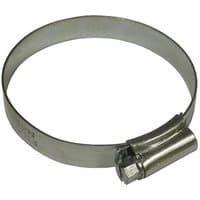 Zinc-plated Faithfull hose clip, 60-80mm, with adjustable screw mechanism and smooth metal band.