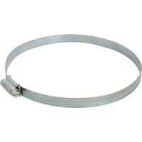 Faithfull LGA 12MM hose clip, zinc finish, adjustable metal band, 120-150mm diameter, screw mechanism.