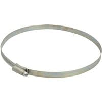 Faithfull zinc-plated hose clip, 12mm wide, adjustable from 158-190mm, with screw mechanism for tightening.