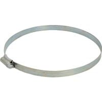 Faithfull zinc-plated hose clip, 12mm wide, adjustable 135-165mm diameter, with screw mechanism for secure fastening.