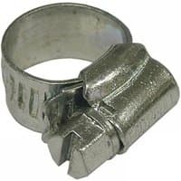 Zinc-plated Faithfull hose clip, 12mm, adjustable 16-22mm, with a ridged band and screw mechanism.