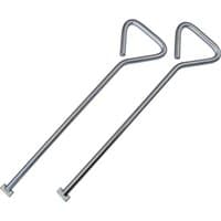 Pair of silver Faithfull manhole cover lift keys with L-shaped handles and flat ends.